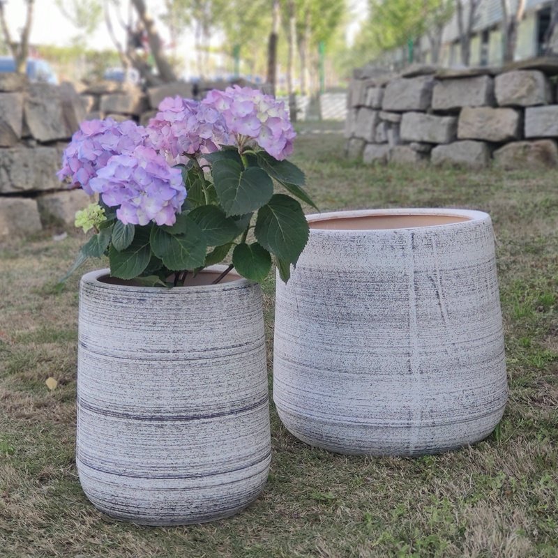 北欧特大号梯形花盆陶瓷客厅落地粗陶庭院别墅花园超大透气种树.