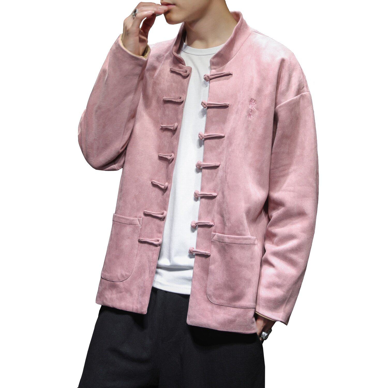 爸爸装春装上衣男中国风唐装潮牌复古中式夹克宽松休闲外套中山装