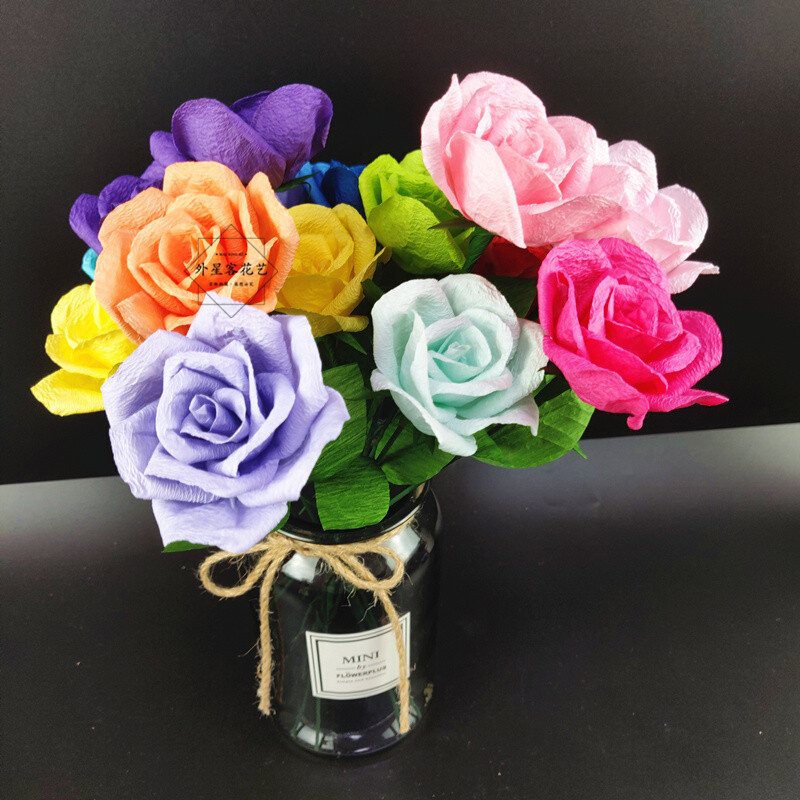 花馨纸包手花做手本花料日约工乃朵diy解瑰皱纹纸