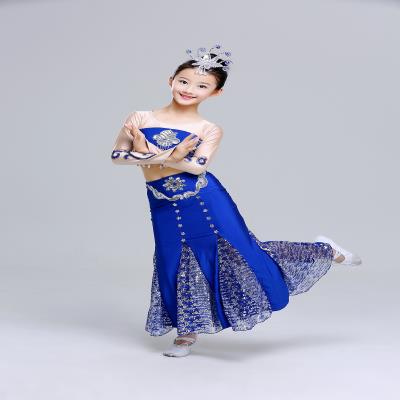 高档六一儿童演出服装女童幼儿少儿舞蹈裙傣族舞孔雀舞民族表演服
