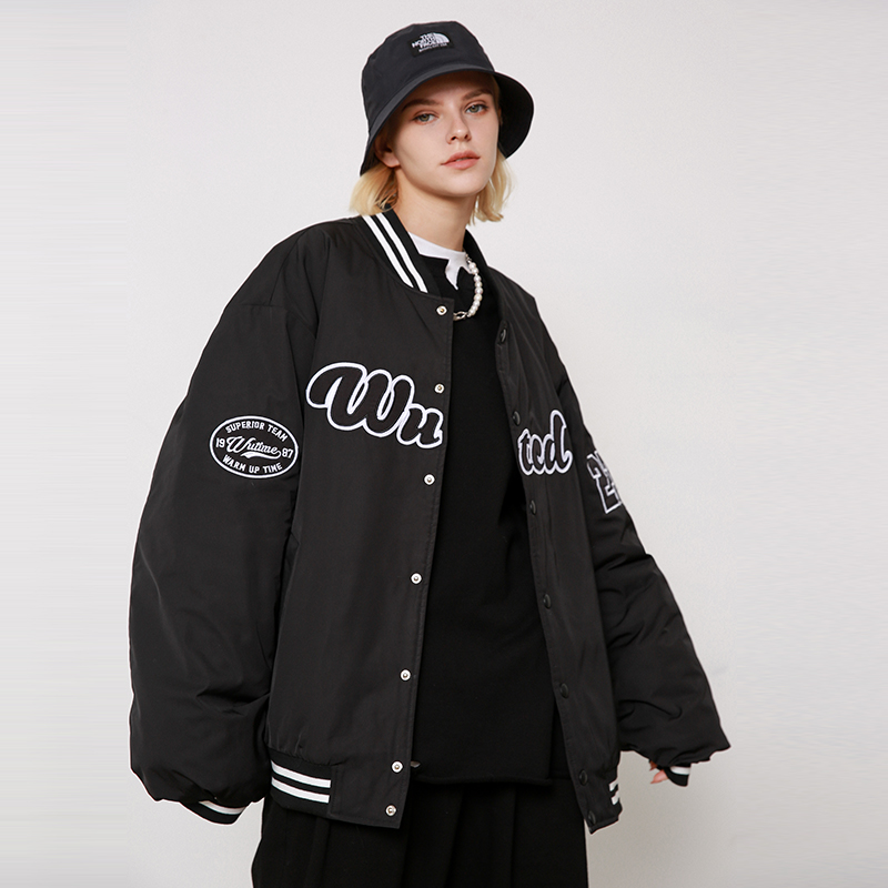 【WUT官方店】美式复古立体刺绣宽松棒球服夹克潮牌休闲外套男