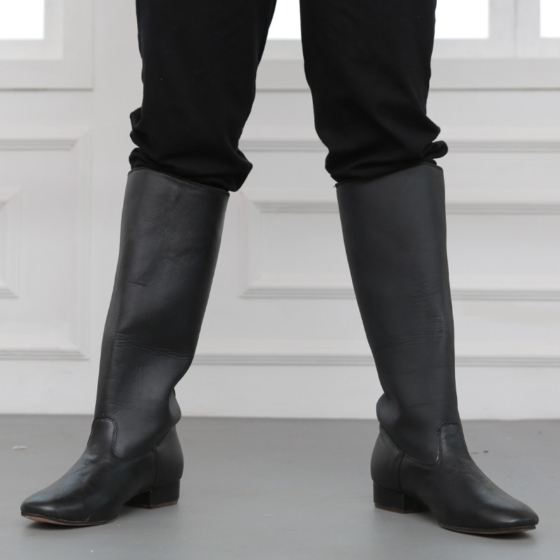 舞蹈靴子男士长靴藏族高筒皮马靴少数民族练功男生爵士舞鞋