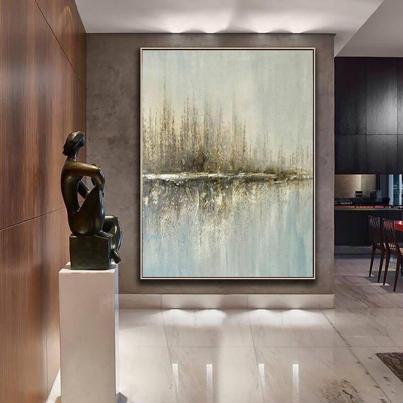 手绘北欧客厅别墅大幅玄关现代简约风格装饰画油画油画