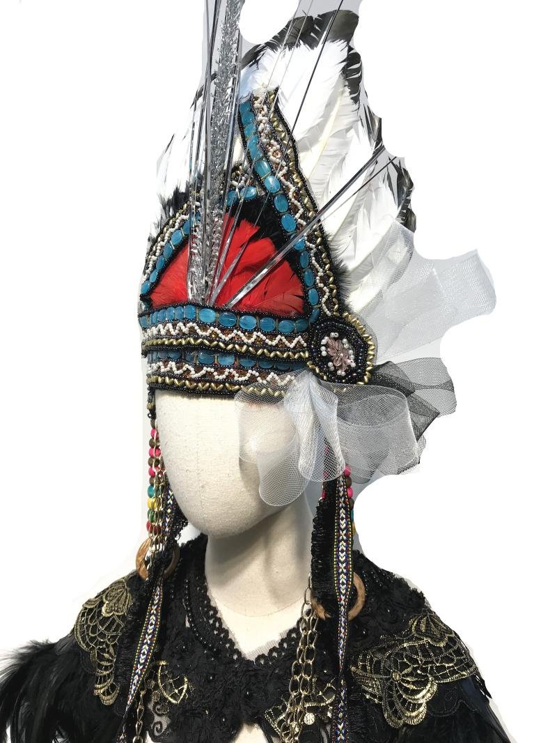 头饰印第安羽毛埃及法老帽子酋长万圣节道具夸张头饰