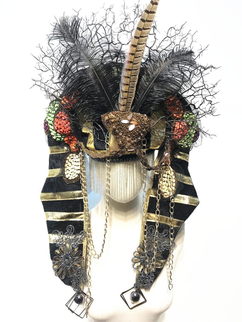 头饰印第安羽毛埃及法老帽子酋长万圣节道具夸张头饰