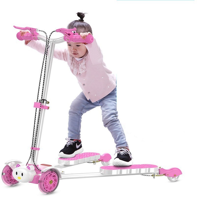 创意摇摆车小孩手刹时尚小男孩4轮儿童滑板车脚踩双滑板车