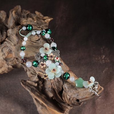 古风手链戒指一体手背仙女复古中国国风琉璃手链