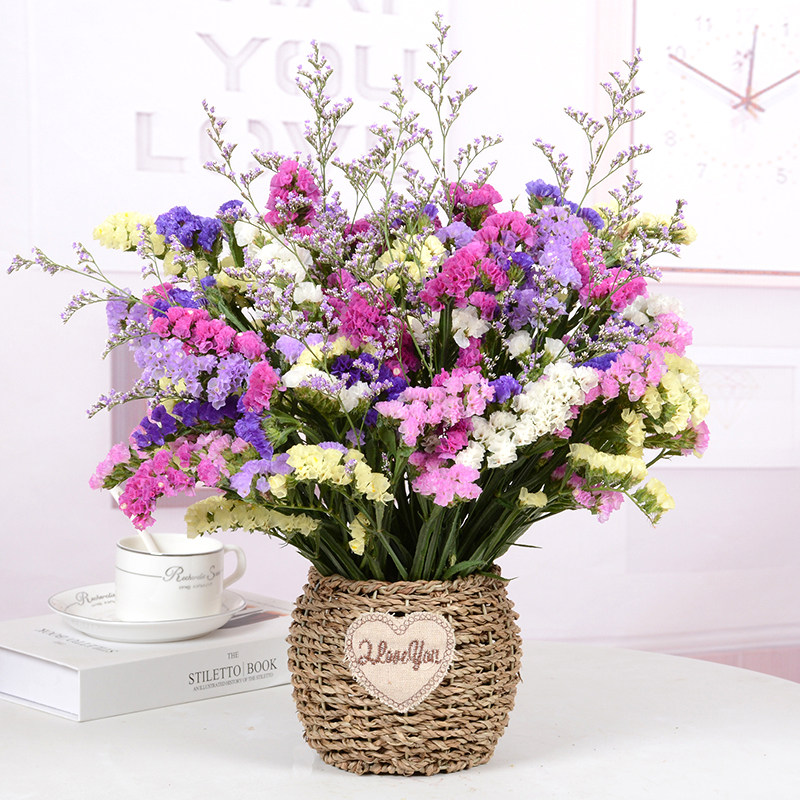 装饰花篮勿忘我干花摆件办公室桌面新房欧式客厅干花