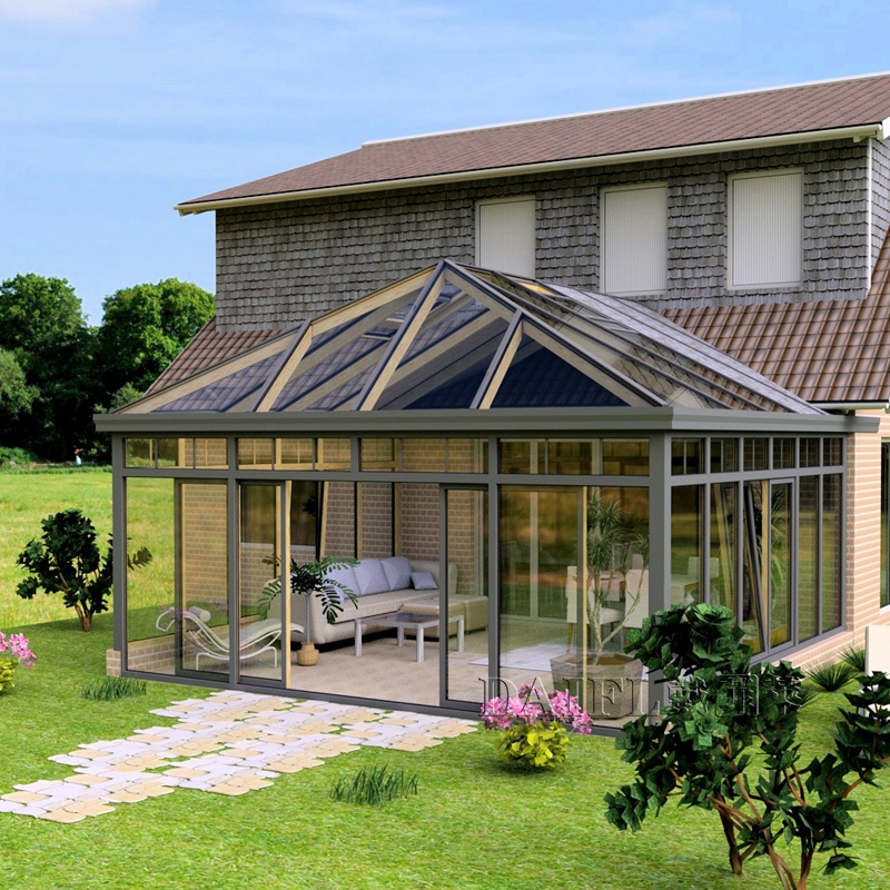 阳光房露台断桥铝合金门窗封阳台别墅保温隔热钢化玻璃房定制 欧式