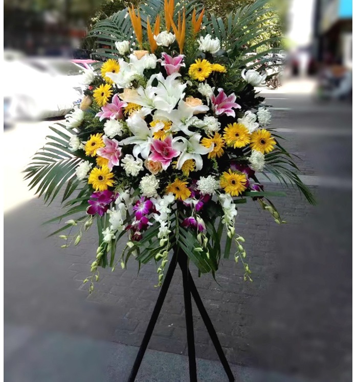 花篮灵堂丧事追悼会祭奠送花鲜花悼念殡葬布配送追悼