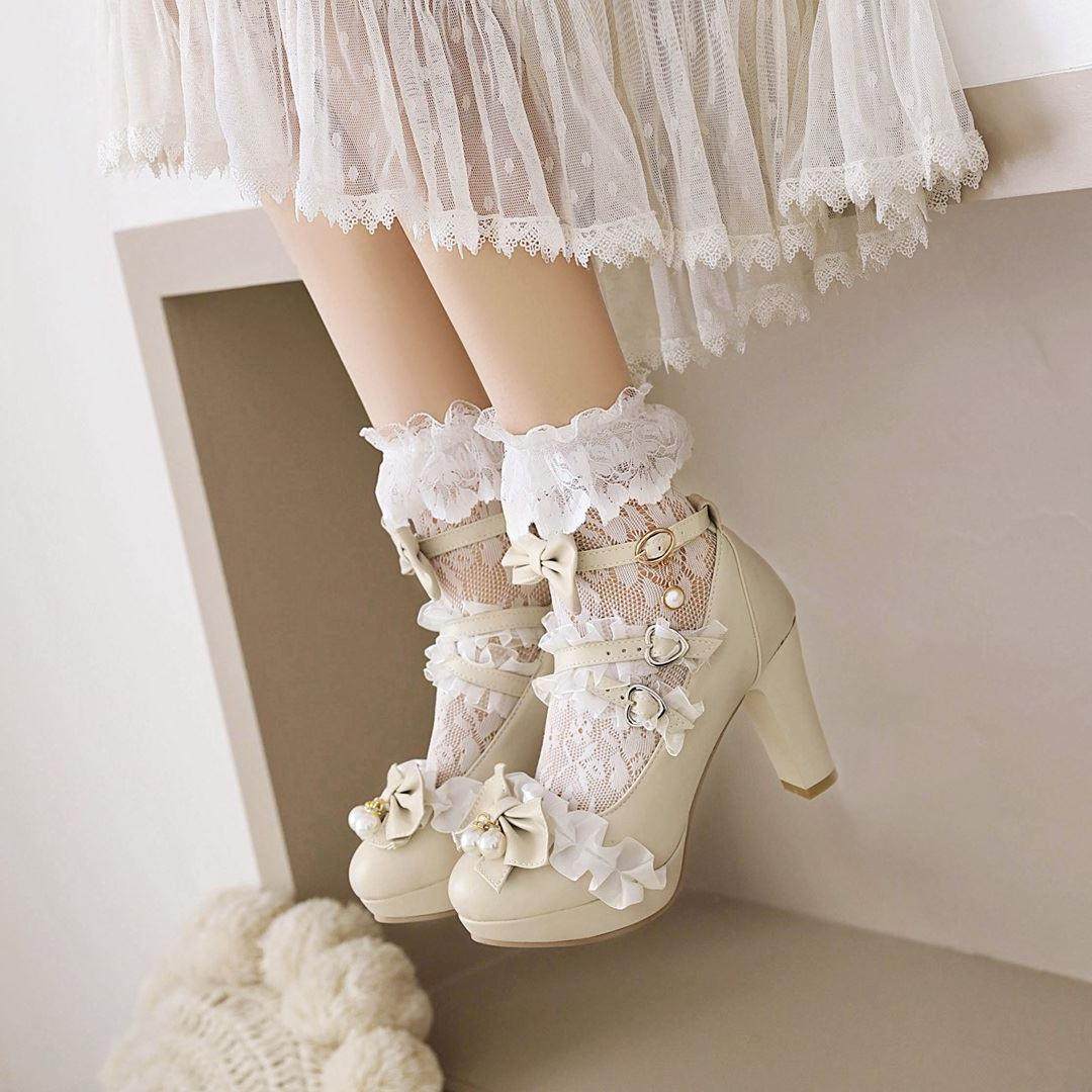 软妹lolita白色高跟鞋2022新款单鞋女学生原创lo单鞋