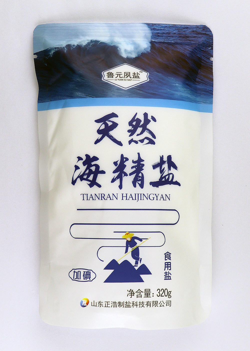 鲁元夙盐天然海精盐加碘食盐盐巴320g*6袋家用精盐食用细盐小包盐