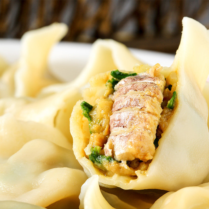 水饺鲁海皮皮虾800g海鲜速冻手工速食儿童煎饺水饺