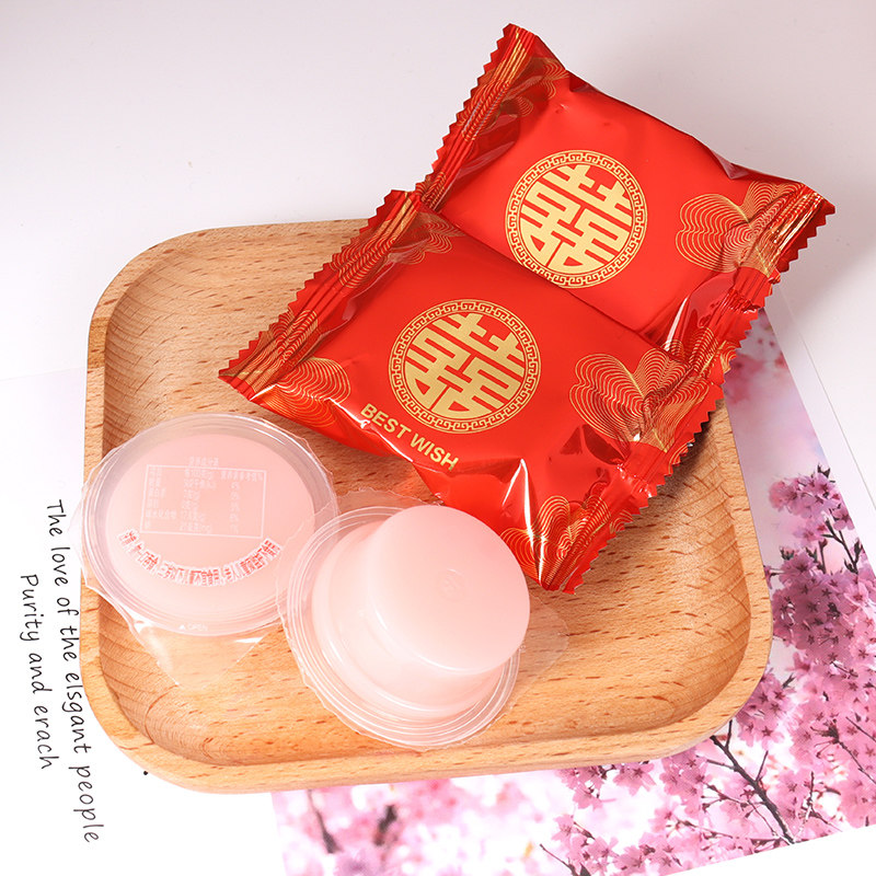 彩虹日记银杏杏花红色喜字果冻订婚结婚婚庆果冻