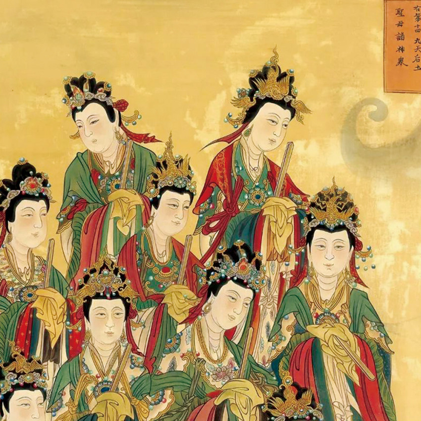 九天天后圣母诸神众像挂画地母娘娘画像客厅国画