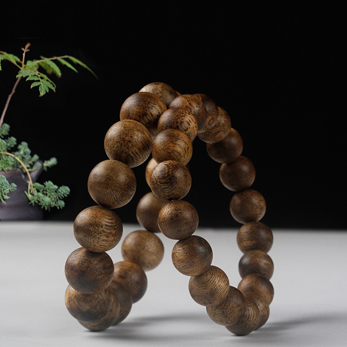 沉香绿奇圆珠手串男迦南香木佛珠手串女108颗念珠沉香