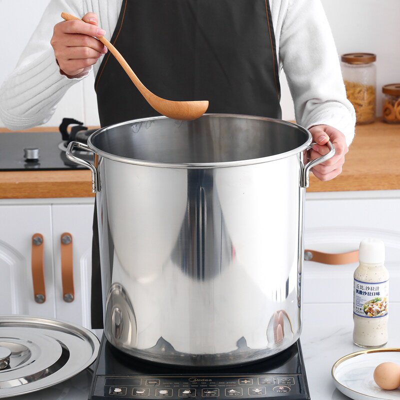 商用不锈钢加厚圆桶汤桶带厨房汤锅油桶家用水桶酒店餐具