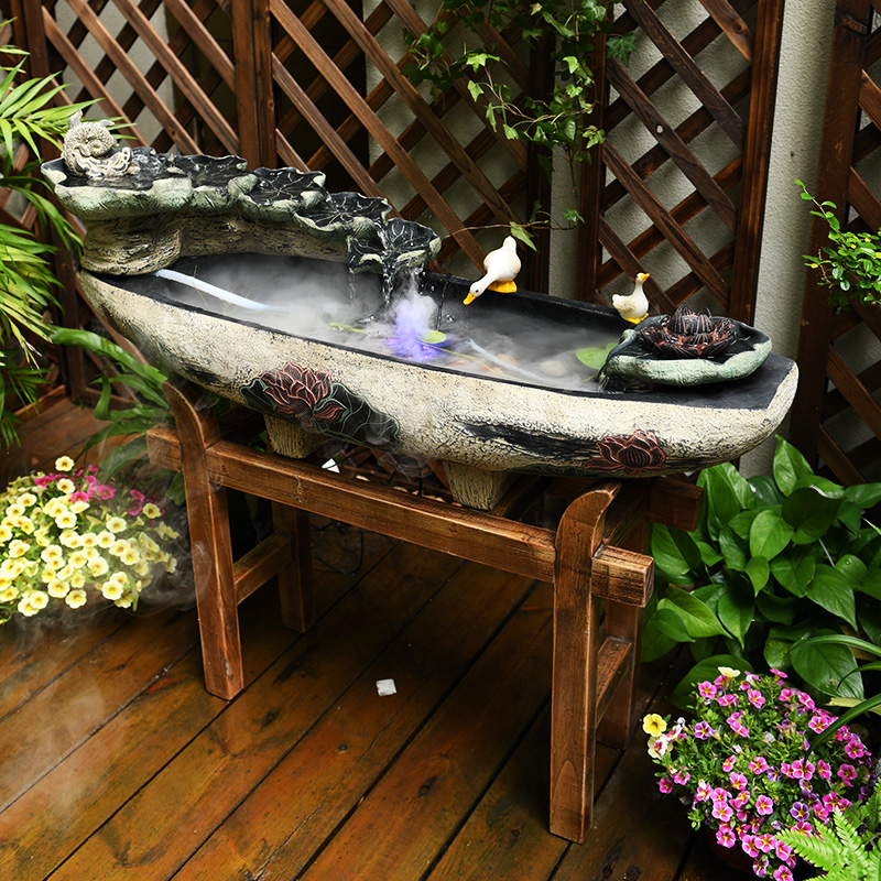 户外鱼缸露台阳台花园布置循环环水庭院小水流水摆件