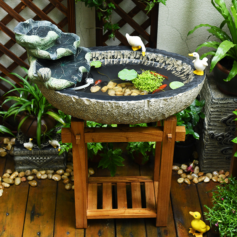 户外鱼缸露台阳台花园布置循环环水庭院小水流水摆件