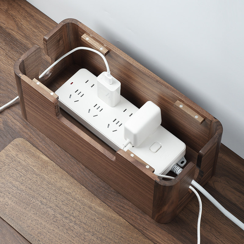 收纳胡桃胡桃木木排电线盒理线器电视柜机顶盒路由器理线器