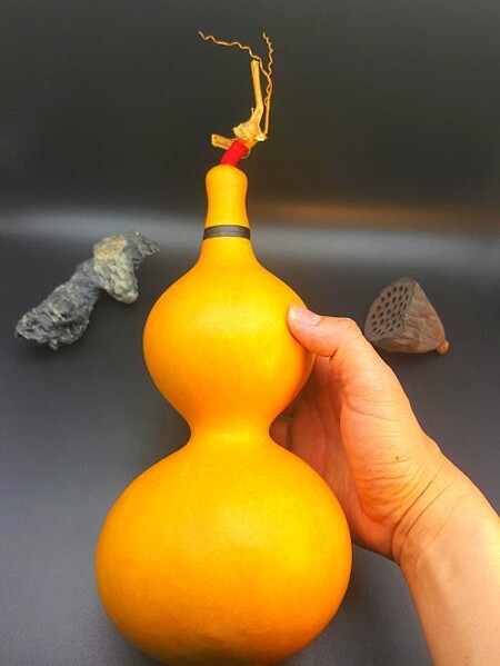 日本丰一阁精品包浆天然本长酒葫芦内置防水蜂蜡酒具摆件葫芦