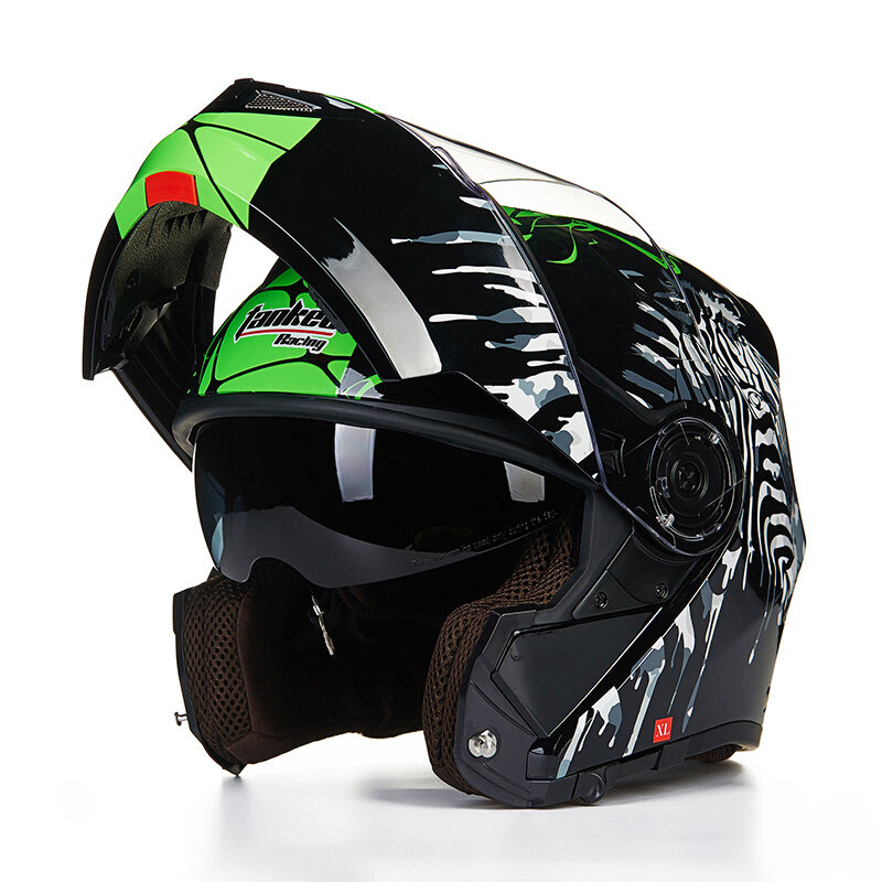 德国坦克tankedracing摩托车头盔防雾揭面盔双镜片蓝牙耳机摩托车头盔