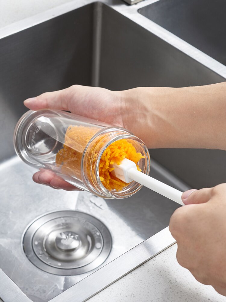 日本进口洗杯子神器长柄杯刷奶瓶清洗刷厨房无死角去茶渍清洁刷子