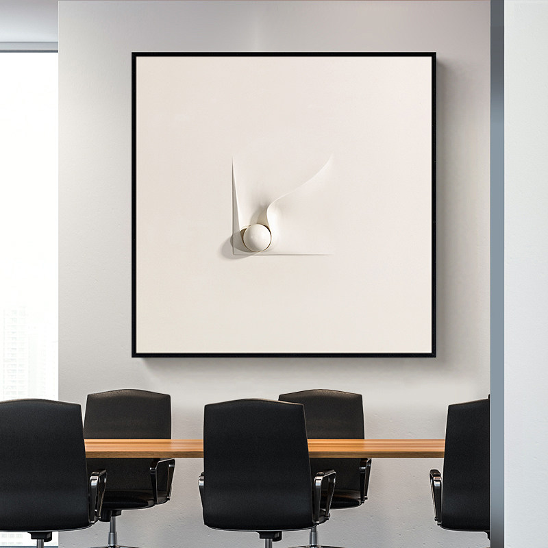 空白现代极简风格装饰画办公室黑白抽象挂画工作室现代装饰画