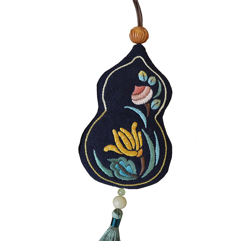花暖手工福禄平安葫芦diy刺绣流苏香囊项链刺绣