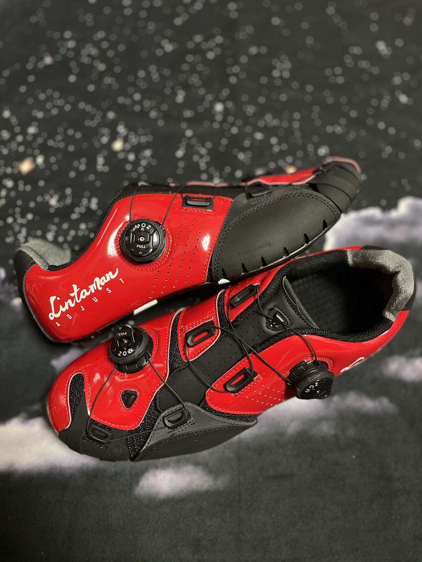 lintaman碳纤维竞速公路山地锁鞋骑行鞋宽脚宽版单车骑行鞋