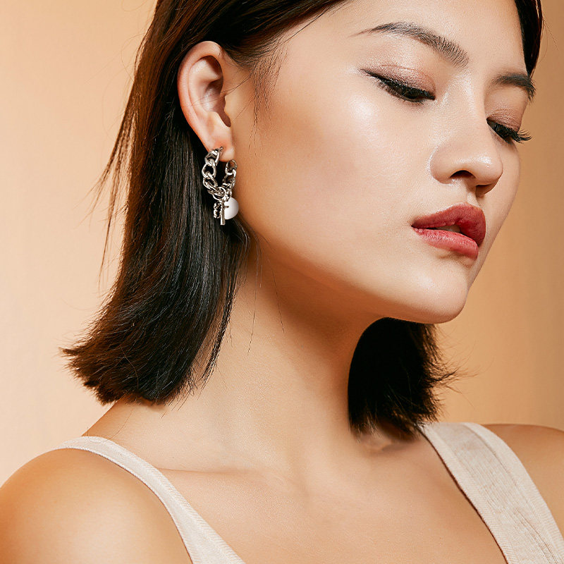 la圆盘链条耳环2022年新款夸张潮流酷炫耳饰耳环