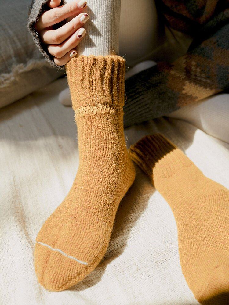 长袜子女黑色中筒袜ins潮春秋季加绒加厚保暖羊毛袜羊绒