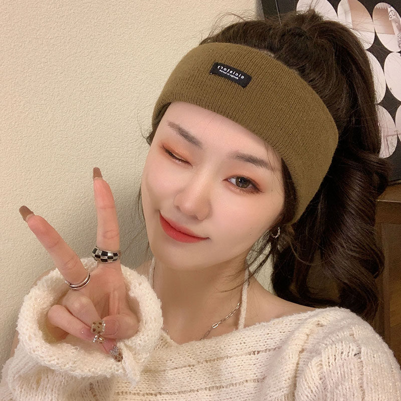 针织发带女秋冬季宽边运动头巾额头保暖毛线发箍发饰