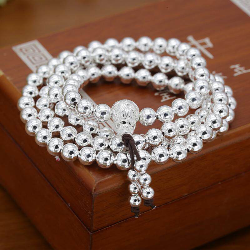 日本hg纯银手链108颗佛珠手串圆珠手链