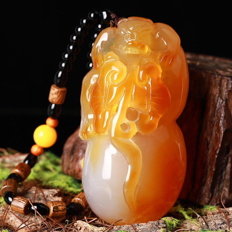 玛瑙玉髓葫芦招财貔貅手把天然玉石文玩石头摆件
