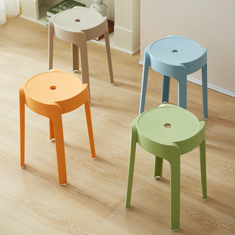 家用独凳简约现代叠加塑料吃饭凳子板凳ins餐椅