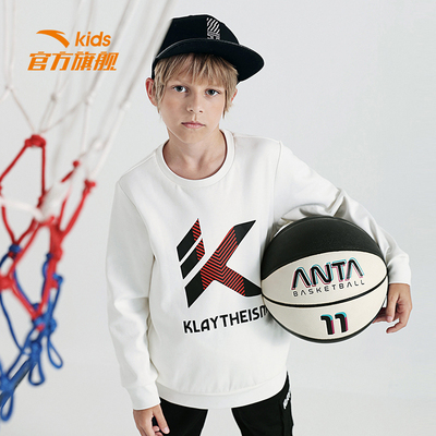 安踏童装儿童中大男童套头衫卫春秋百搭休闲卫衣