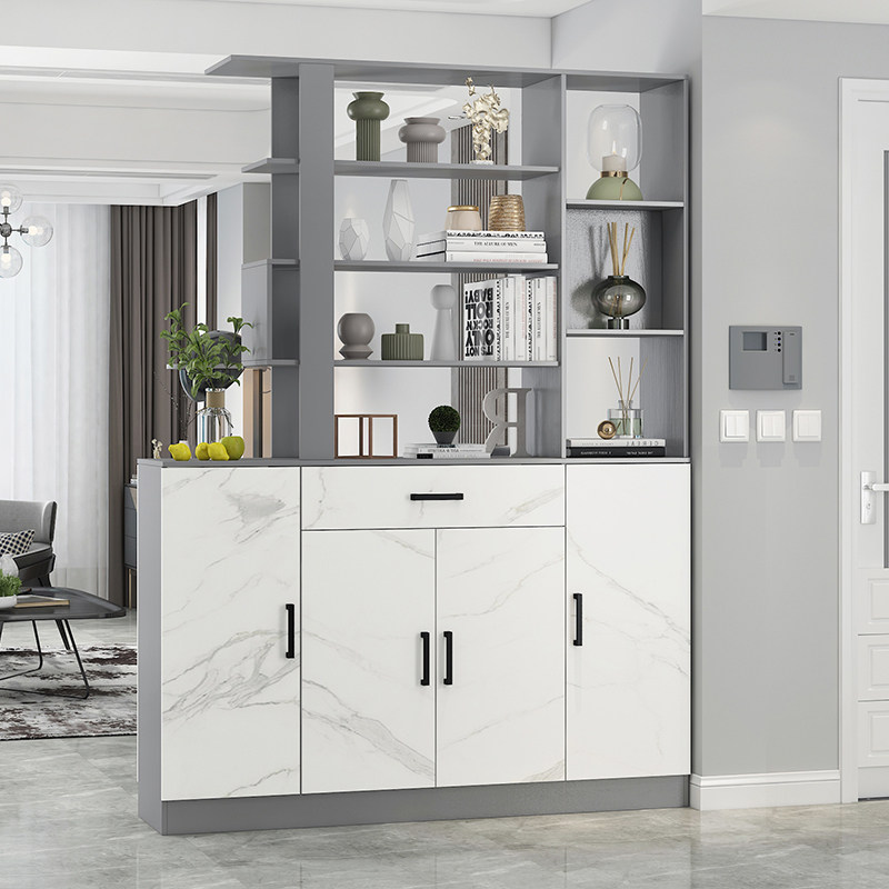 入户双面玄关鞋柜一体灰色轻奢多功能隔断客厅门厅