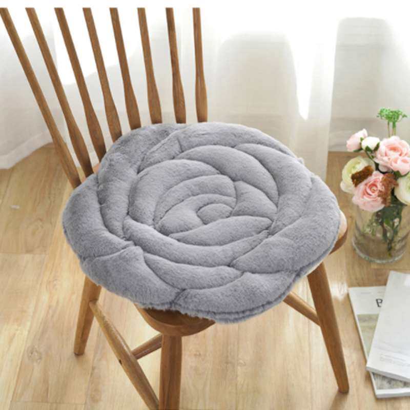 外贸日本长毛绒玫瑰花坐垫加厚秋冬季汽车学生办公室椅垫