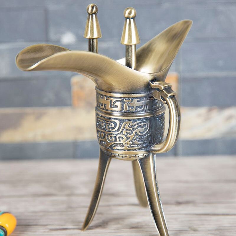 高档复古酒樽家用喝酒仿古青铜铜爵创意金属酒杯