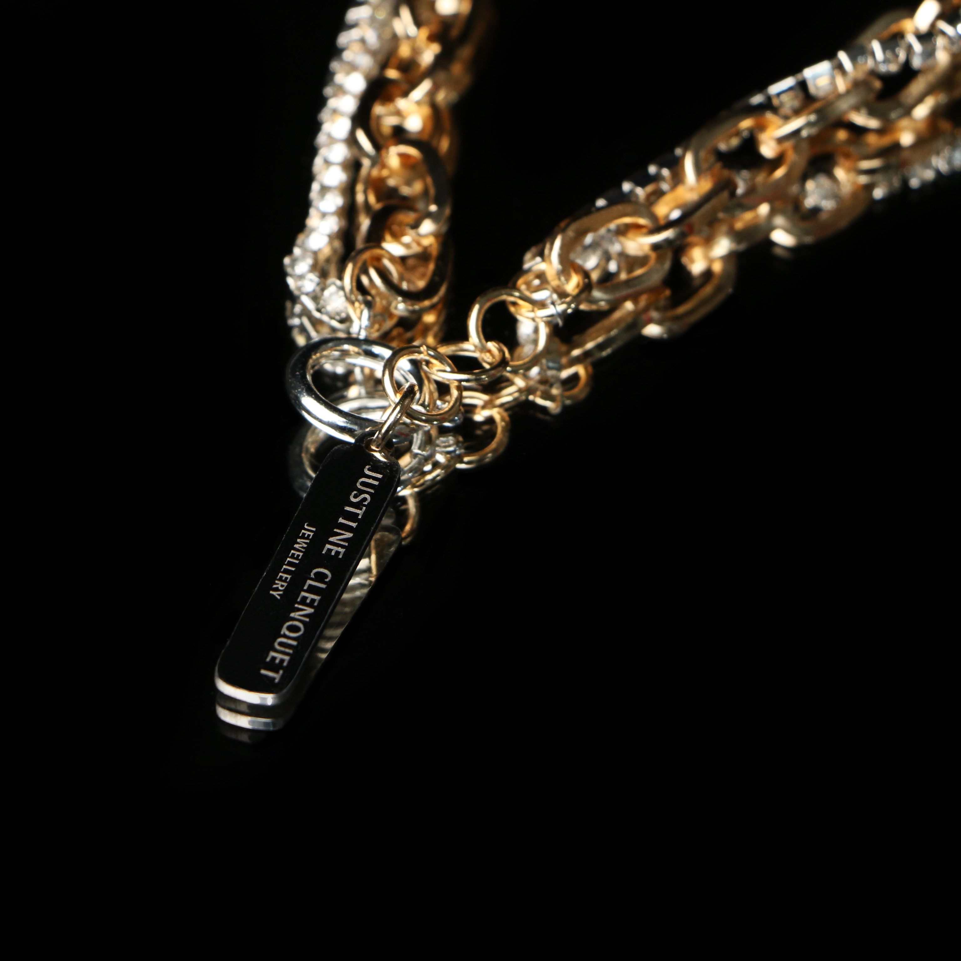 justineclenquet系列2021新款水钻金配银锁骨choker欲颈项链项链