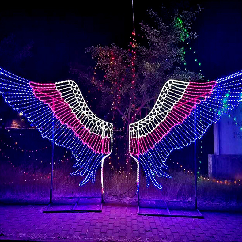 灯光大型户外梦幻定制网红led天使翅膀造型装饰灯
