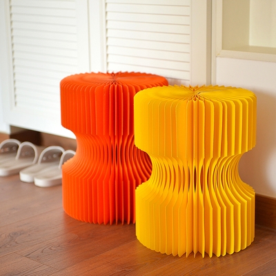 多功能纸凳子圆凳双翻折叠矮家用客厅时尚餐凳省空间创意设计家