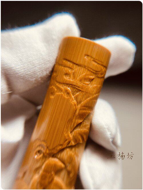 手工刘向荣蕉下落款竹制品文玩竹刻文人手把实心竹编