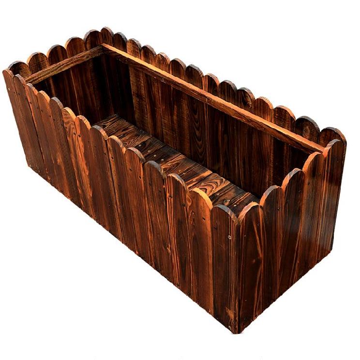 蔬菜木箱碳化木碳化20cm木花箱菜盆防腐种植绿化花盆