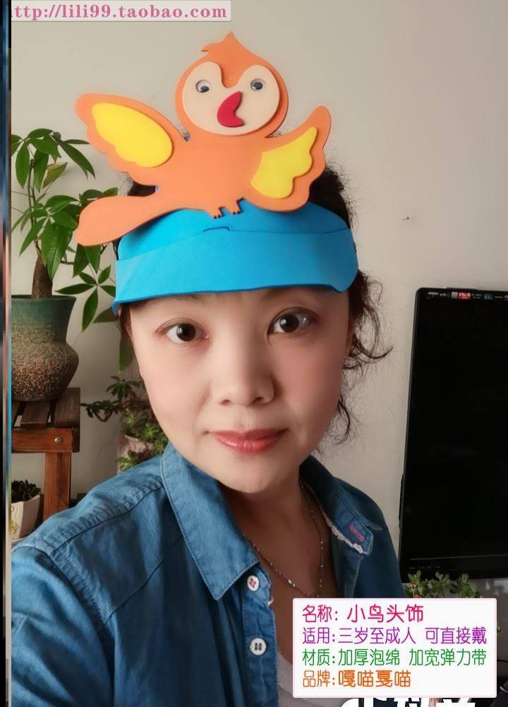 井底之蛙坐井观天道具头饰幼儿幼儿园园公开课小鸟小青头饰