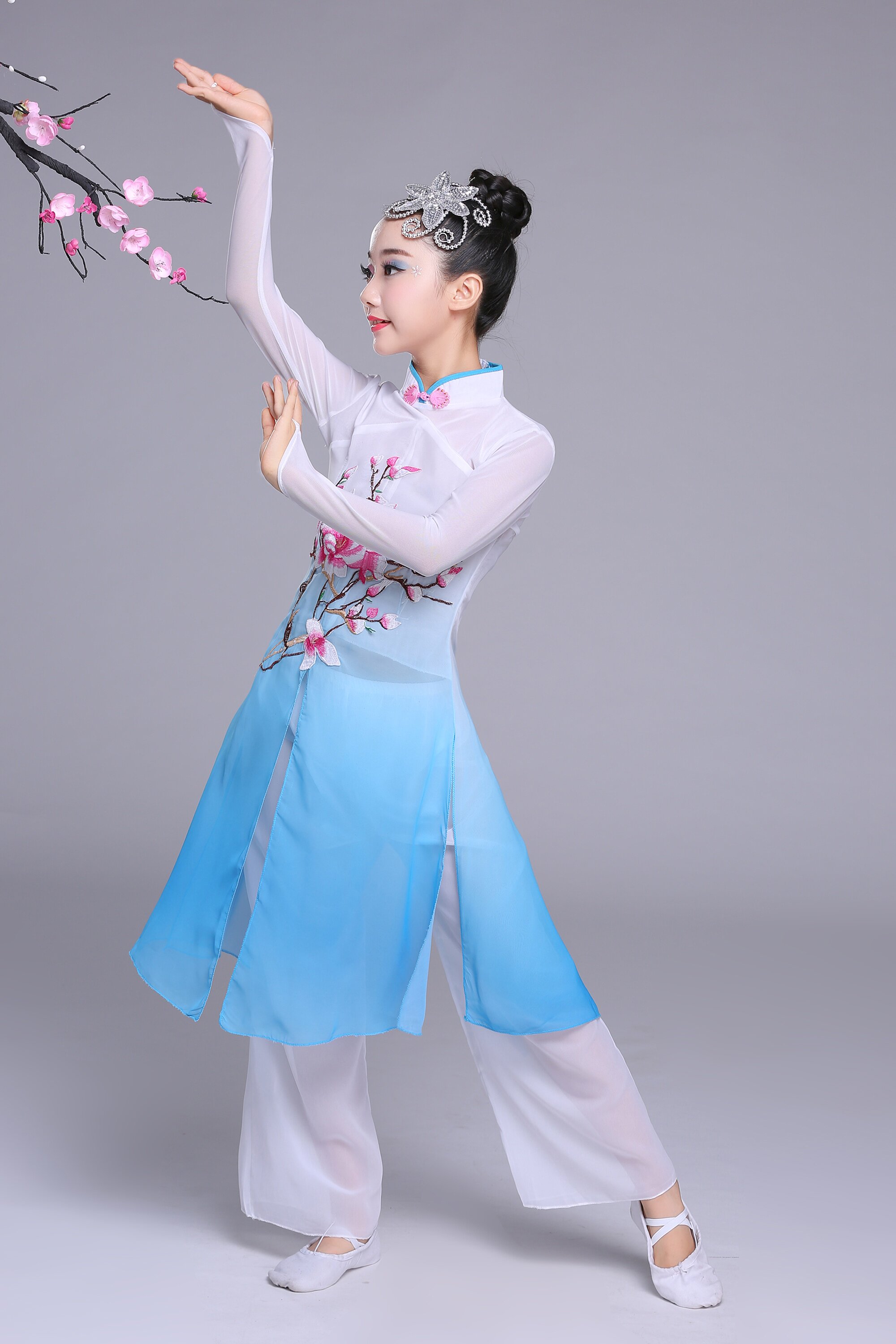 新品儿童古典演出服女童少儿舞蹈服饰江南水墨儿童演出服