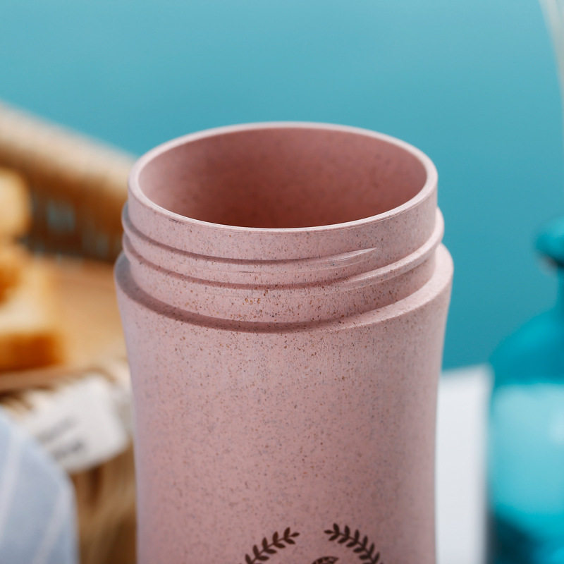 可爱小熊马克小麦秸秆纤维水杯手柄带盖广口杯随手杯