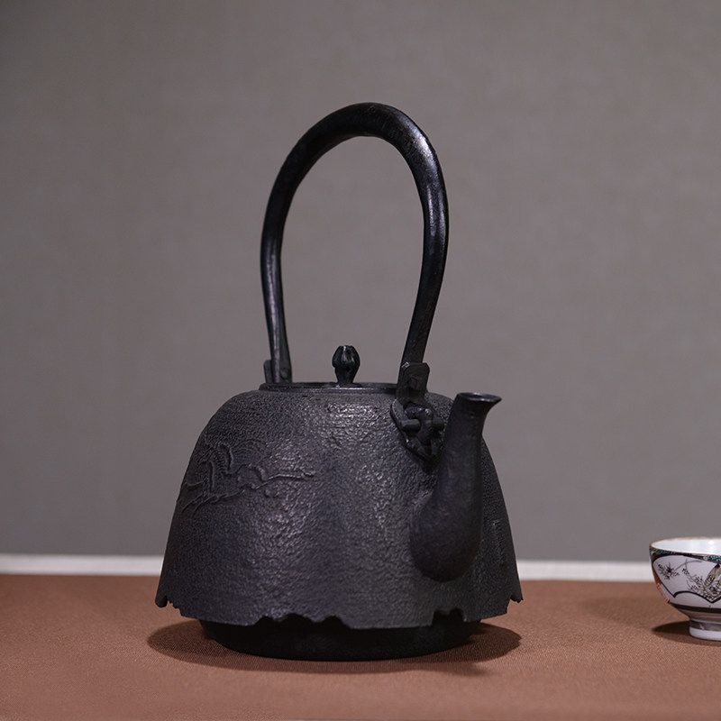 御釜屋日本铁壶原装进口煮茶烧水南部马纹生铁仁左茶壶