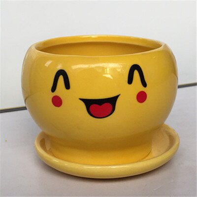 花盆卡通陶瓷可爱造型表情笑脸仙人球多植物花盆